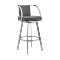 Homeroots 36 in. Faux Leather & Iron Swivel Counter Height Bar Chair, Gray 476719